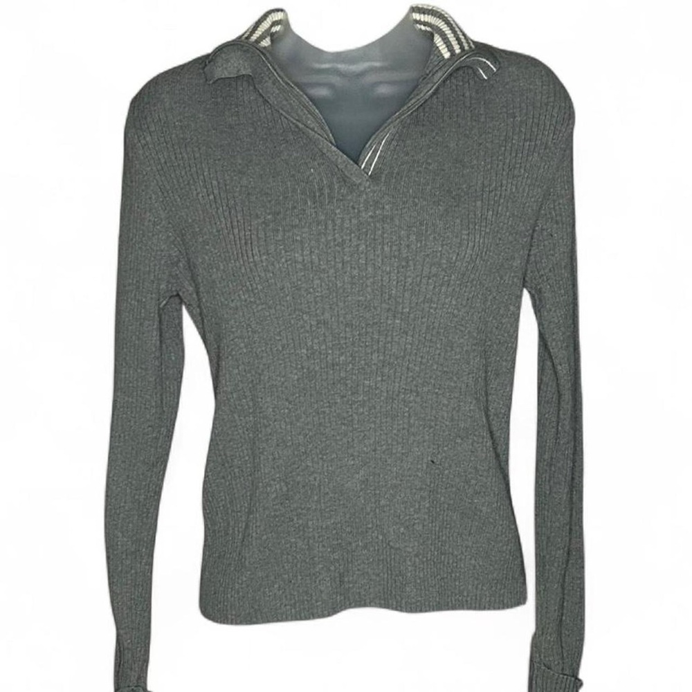 Ralph Lauren Gray quarter zip Ribbed Sweater